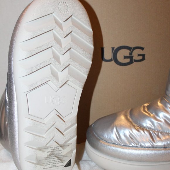 NIB UGG WOMEN'S MAXI MINI PUFFER SILVER ANKLE BOOTS - Picture 7 of 7